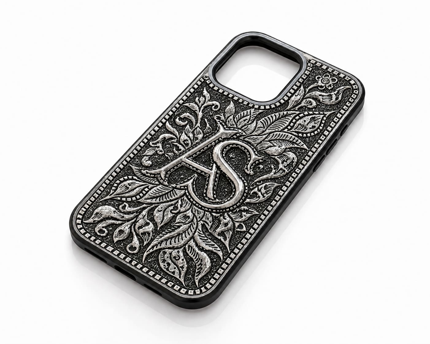 AS Monogram — silver phone cover for iPhone 16 Pro Max