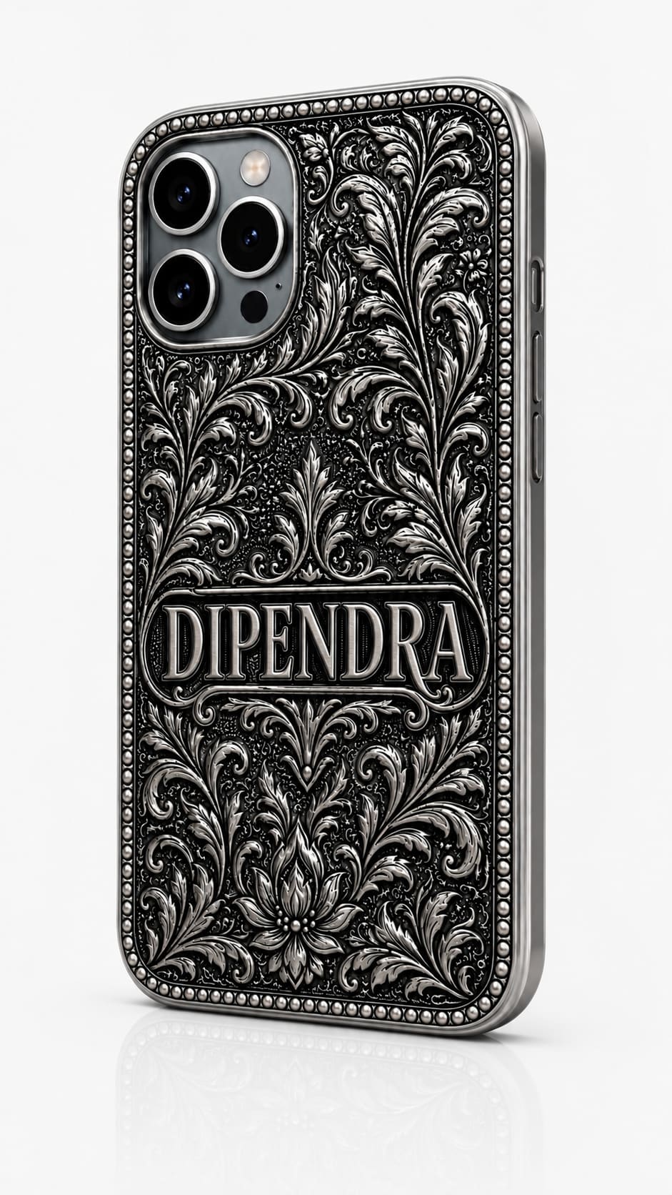 Dipendra — silver phone cover for iPhone 16 Pro Max
