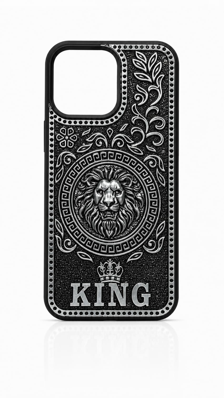 King — silver phone cover for iPhone 16 Pro Max