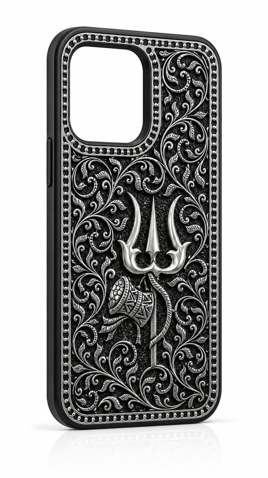 Trishul — silver phone cover for iPhone 16 Pro Max